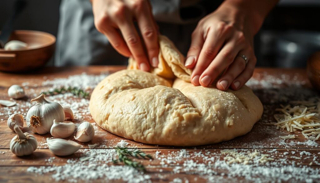 Cheese and Garlic Dough Preparation Cheese and Garlic Dough Preparation